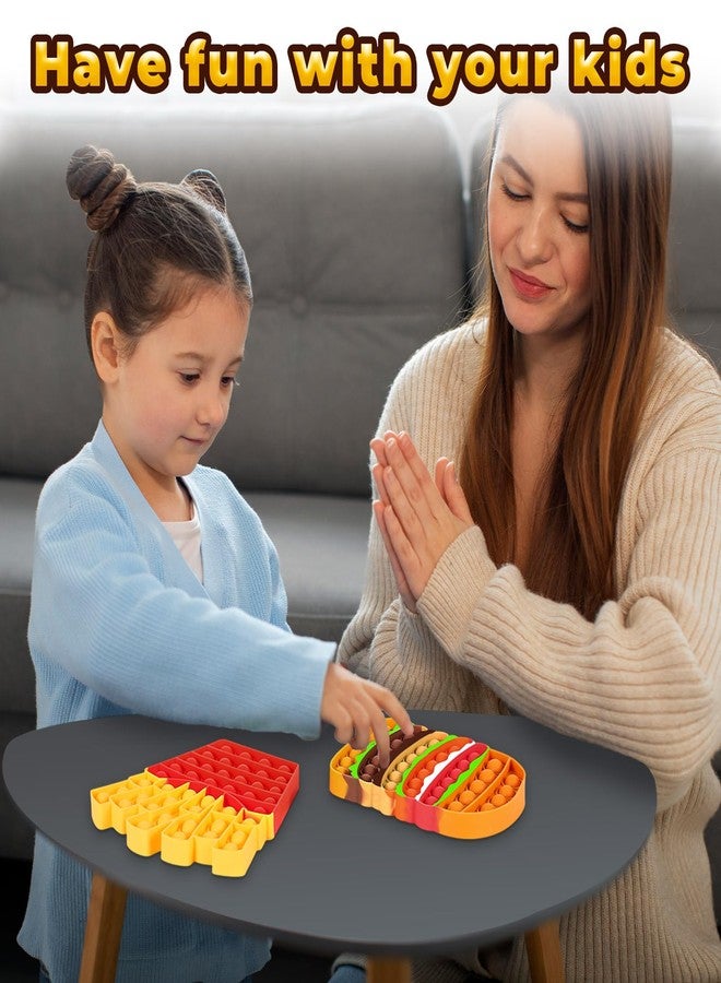 DEARIDAP 2 PCS Food Fidget Toys for Kids, French Fries Hamburger Bubble Sensory Toy, Silicone Push Bubble Toys, Anxiety Stress Relief Tools for Toddlers Adults School Classroom Party Favors - Image 3